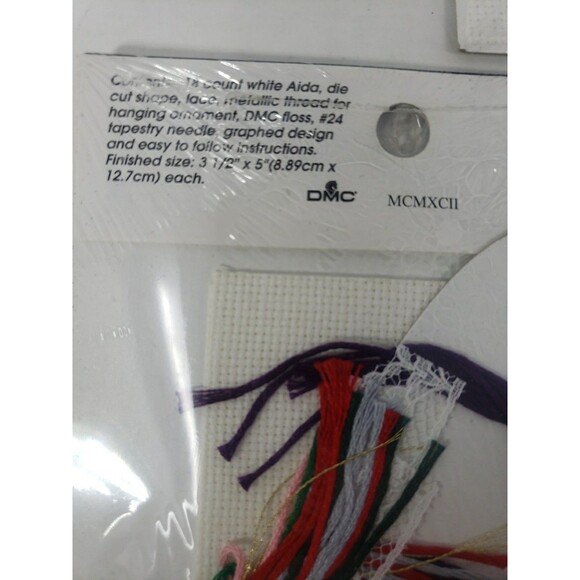 Lace Ornament Kits VTG 1992 Designs For The Needle Goose Cat Nap Santa NOS - Picture 12 of 16